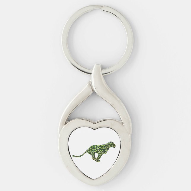Llavero Silhouette Leopardo negro y verde (Anverso)
