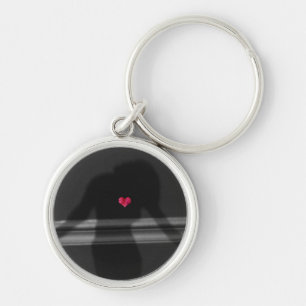 Llavero Silhouette of Woman, Flower Hearth & Love Text
