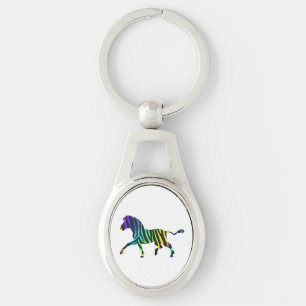 Llavero Silhouette Zebra Black and Rainbow