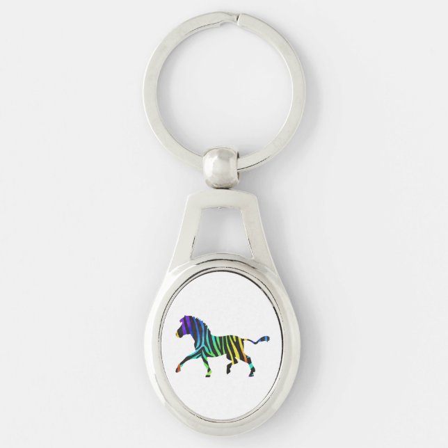 Llavero Silhouette Zebra Black and Rainbow (Anverso)