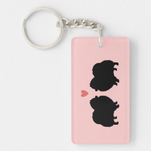 Llavero Silhouettes de Pomerania Negra con corazón