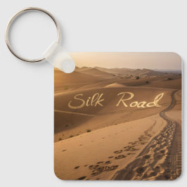 Llavero Silk Road Desert Landscape Typography Art