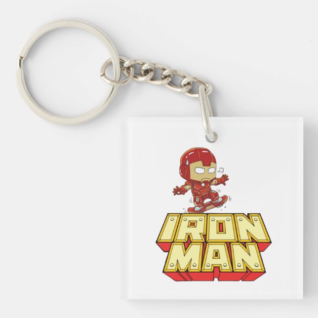 Llavero Silly Chibi Iron Man en monopatín  (Frente)