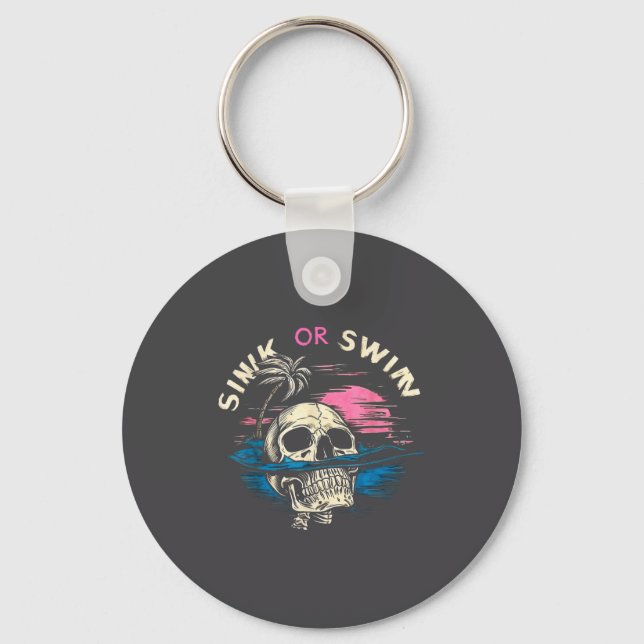 Llavero Silly Tropical Sunset Skull Sink Ocean Swim (Anverso)