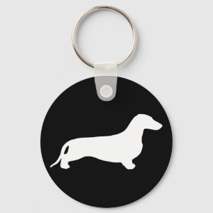 Llavero Silueta blanca de Dachshund + tus ideas