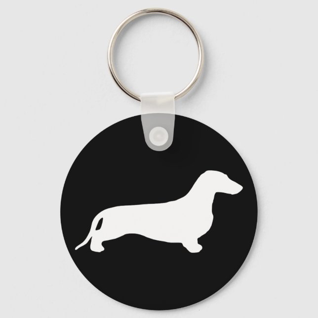 Llavero Silueta blanca de Dachshund + tus ideas (Anverso)