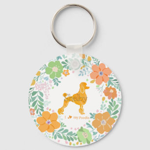 Llavero Silueta de Caniche Naranja Pastel - Nombre y Foto 
