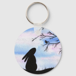 Llavero Silueta de color de agua de bonito Bunny & Bird