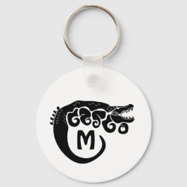 Llavero Silueta de croc de agua salada con tinta negra sil