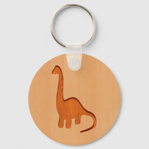 Llavero Silueta de dinosaurio grabada en diseño de madera