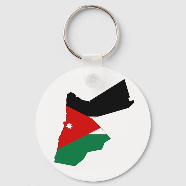 Llavero Silueta de forma de mapa de bandera de Jordania (Anverso)