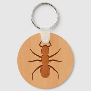 Llavero Silueta de hormiga grabada en diseño de madera