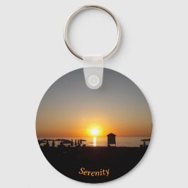 Llavero Silueta de la puesta de sol de verano en la costa