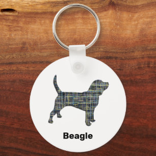Llavero Silueta de perro sabueso Beagle Amarillo y Blanco