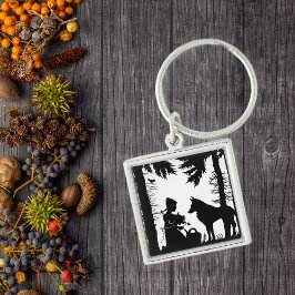 Llavero Silueta negra Red Riding Hood Wolf Woods