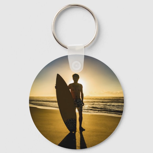Llavero Silueta surfista al amanecer (Anverso)