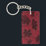 Llavero Siluetas de cabeza de flores sobre fondo de delito<br><div class="desc">En este cuadro botánico contemporáneo,  las siluetas de las cabezas de flores se colocan sobre un fondo de color rojo. El rojo intenso del fondo sirve de acento a las sombras florales que se representan en esta pieza.</div>