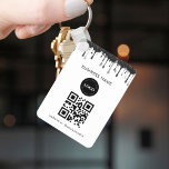 Llavero Silver Black Glitter Dripping Company Logo QR Code<br><div class="desc">Promote your business with this cool keychain,  featuring custom logo,  QR code & text. Easily add your logo and other details by clicking on the "personalize" option.</div>