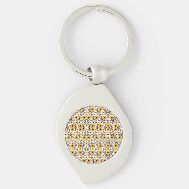 Llavero Silver keychain with a circular, multicolored  (Anverso)
