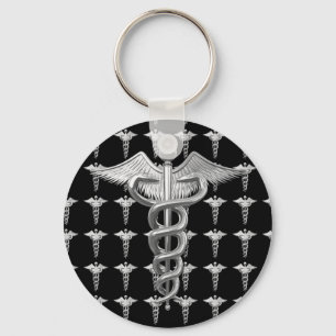 Llavero Silver Medical Caduceus