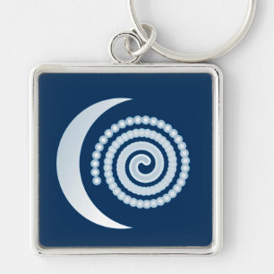 Llavero Silver Moon Spiral on dark blue