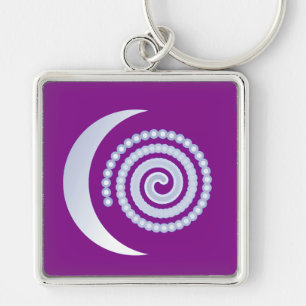 Llavero Silver Moon Spiral on purple