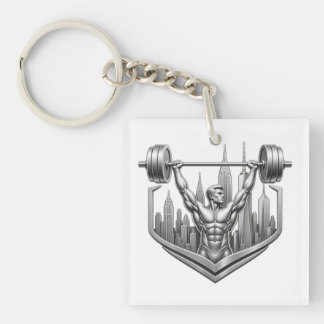 Llavero Silver NYC Bodybuilder Logo - Metallic New York Ci