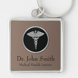 Llavero Silver Professional Medical Caduceus
