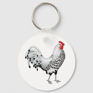 Llavero Silver Spangled Hamburg Rooster Keychain