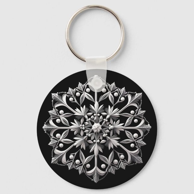 Llavero Silvery Snowflake on Black (Anverso)
