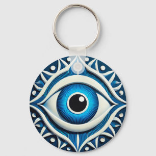 Llavero Símbolo abstracto del ojo malvado azul
