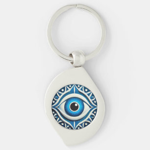 Llavero Símbolo abstracto del ojo malvado azul