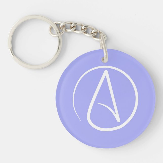 Llavero Símbolo ateo: blanco sobre perwinkle (Frente)