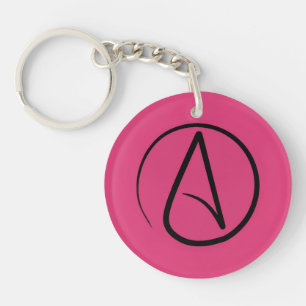 Llavero Símbolo ateo: negro en fucsia