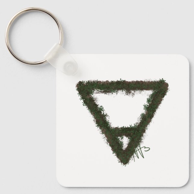 Llavero Símbolo de alquimia de elemento de la Tierra rocos (Anverso)