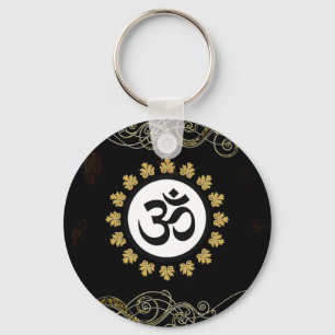 Llavero Símbolo de aluminio Mantra Meditación Negro y Oro