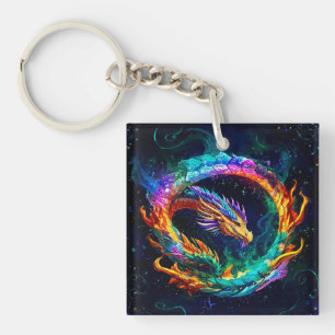 Llavero Símbolo de arte de dragón Ouroboros vibrante
