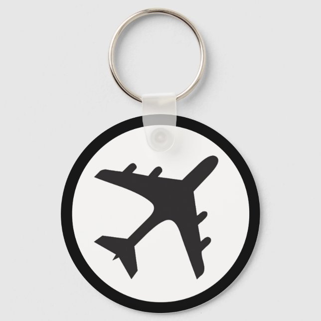 Llavero Símbolo de avión blanco simple (Anverso)