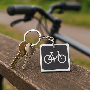 Llavero Símbolo de bicicleta minimalista en negro y blanco