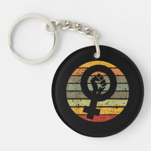 Llavero Símbolo de feminismo diseño retrocosecha, años 80 