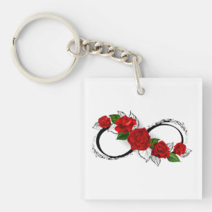 Llavero Símbolo de infinito con rosas rojas