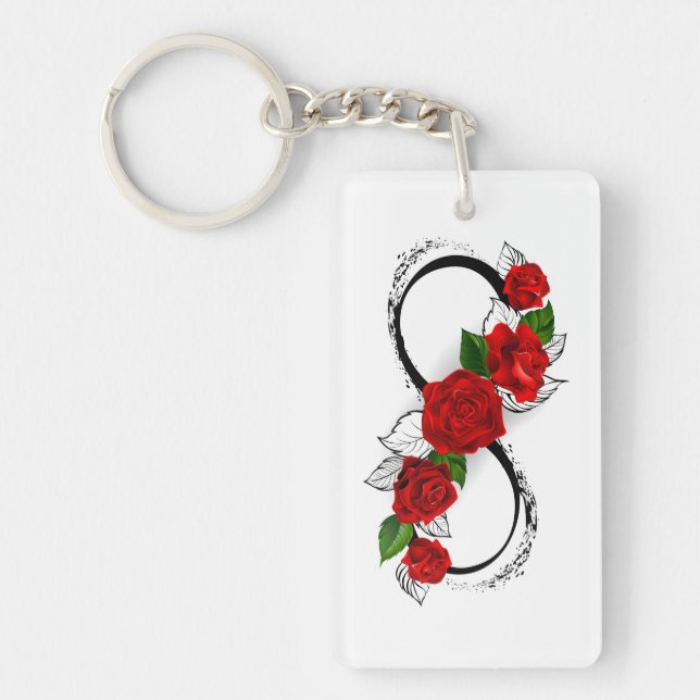 Llavero Símbolo de infinito con rosas rojas (Frente)