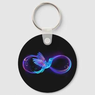 Llavero Símbolo de infinito neón con colibrí brillante