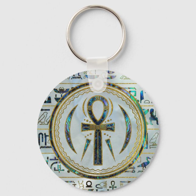 Llavero Símbolo de la cruz de Ankh de Abalone Shell egipci (Anverso)