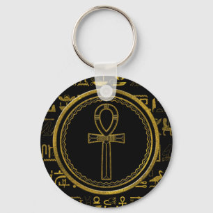 Llavero Símbolo de la Cruz del Ankh egipcio de oro