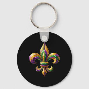 Llavero Símbolo de Mardi Gras Fleur-de-lis Desfile de Carn