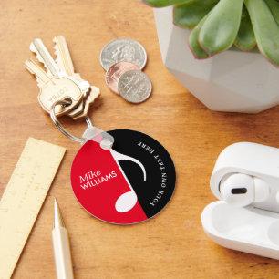 Llavero Símbolo de música negra roja en cadena de claves c