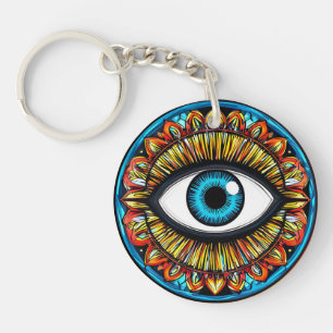 Llavero Símbolo de ojo abstracto con colores vibrantes