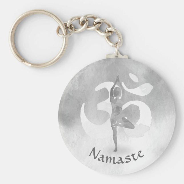 Llavero Símbolo de Om del árbol de meditación del instruct (Frente)