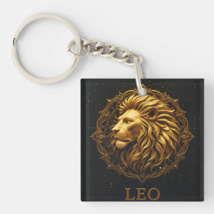 Llavero Símbolo del León Dorado que Representa la Fuerza, 